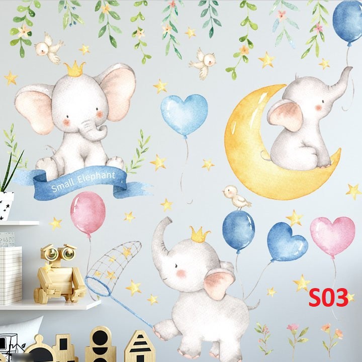 Tranh dán tường cho bé  - Decal dán tường Hàn Quốc cho bé có keo sẵn bóc dán dễ dàng