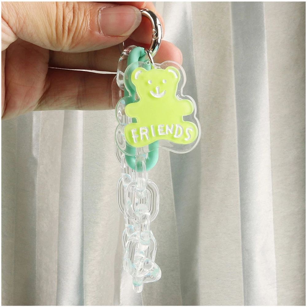 Móc khóa cặp bằng acrylic trong suốt hình chú gấu dễ thương AARON1
