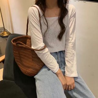 [ Ord ] Áo thun dài tay cổ vuông ullzang 2019