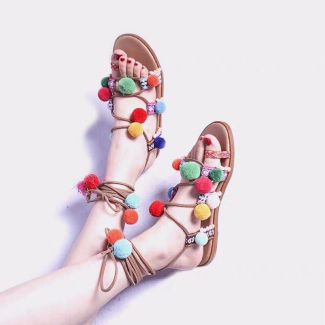 GIÀY SANDAL BOHO CHIẾN BINH THẮT DÂY(ảnh thật)
