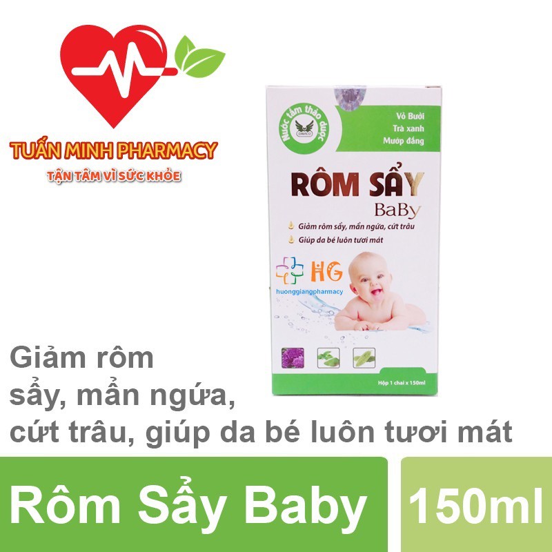 Rôm Sẩy Baby - Giảm rôm sẩy, mẩn ngứa, cứt trâu, giúp da bé luôn tươi mát (Chai 150ml)