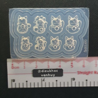 Khuôn trang trí keycap resin mèo thần tài