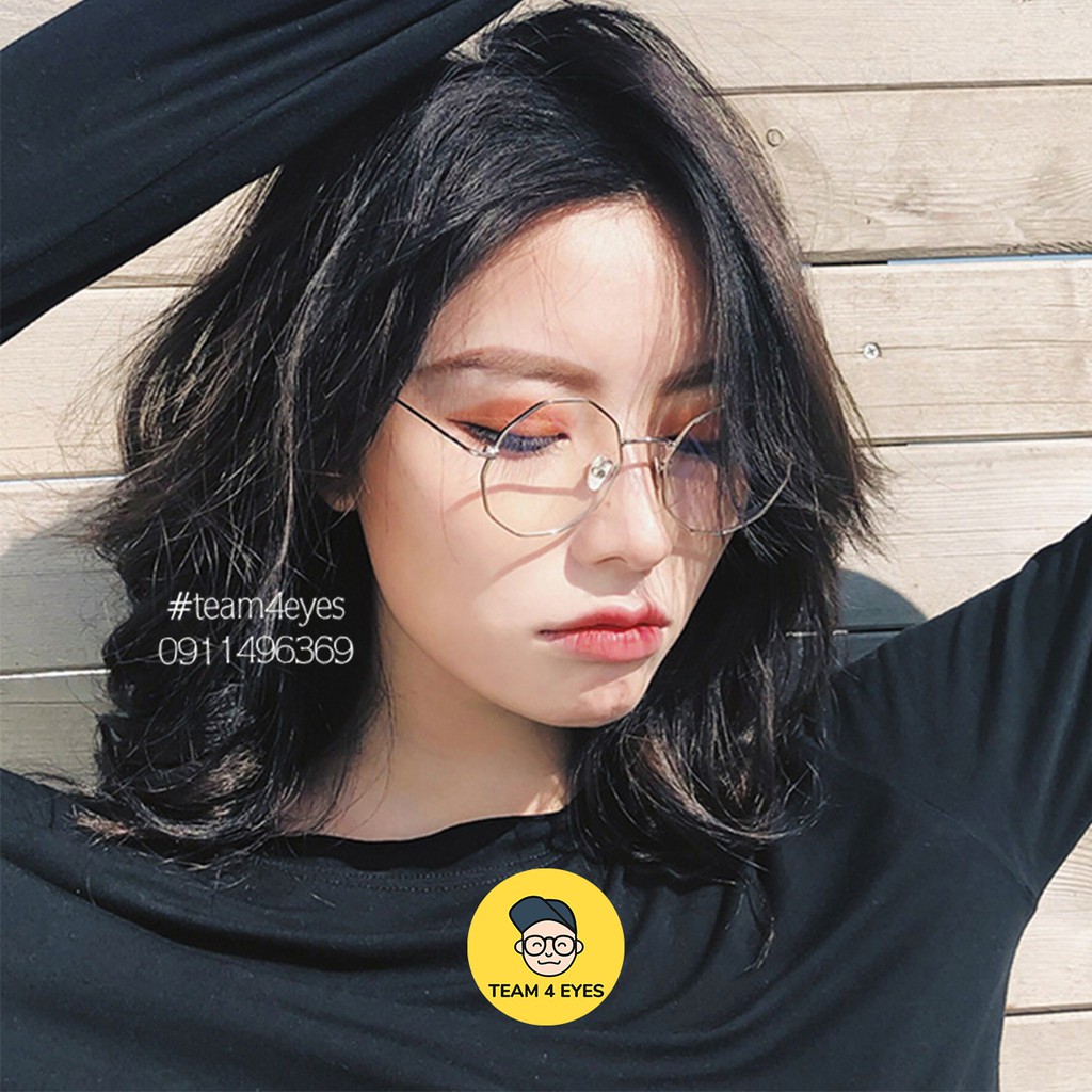 Kính cận tròn lục giác kim loại thời trang cao câp