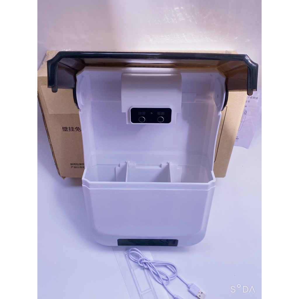 Hộp sấy đũa thìa khử khuẩn treo tường có nắp đậy sấy khô muỗng đũa dùng cổng sạc USB - T2K Shop