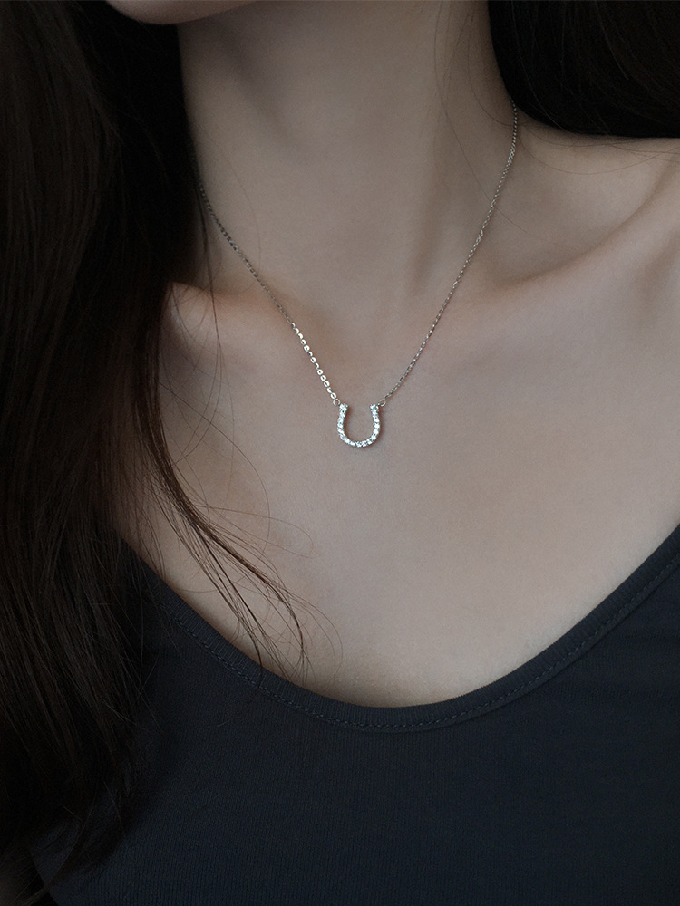 S925 Sterling Silver Horseshoe Necklace Clavicle Chain Female Design Sense Simple and Fresh Elegant Jewelry