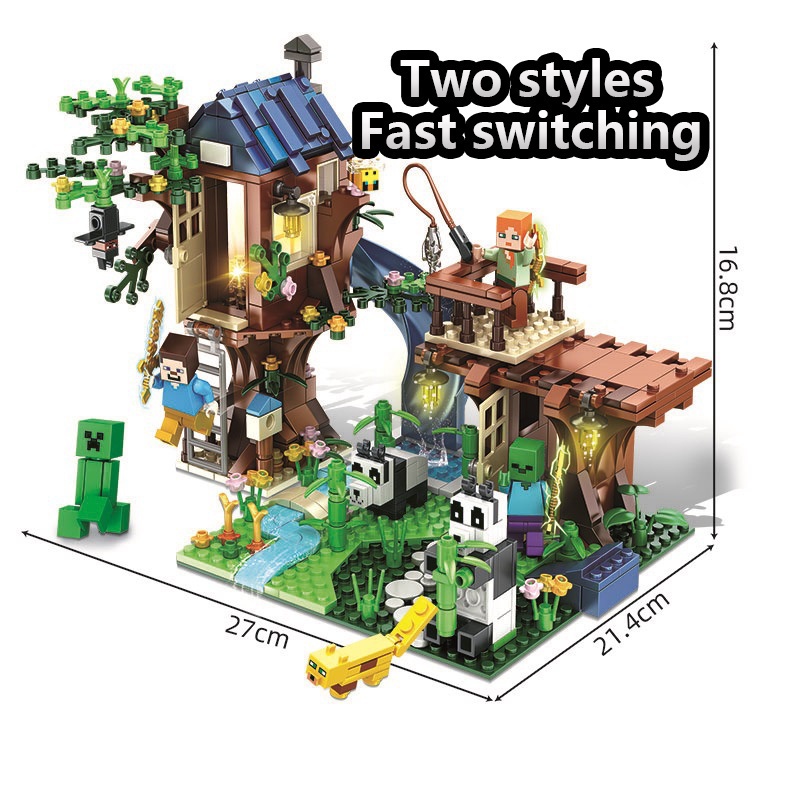 Bộ 706 khối mô hình lắp ghép SLUBAN hình ngôi nhà cây thế giới mini giáo dục cho trẻ em minecraft