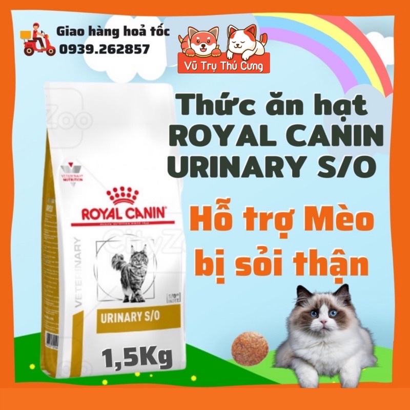 Thức ăn hạt Royal Canin Urinary S/O hỗ trợ cho mèo bị sỏi thận, bịch 1.5Kg