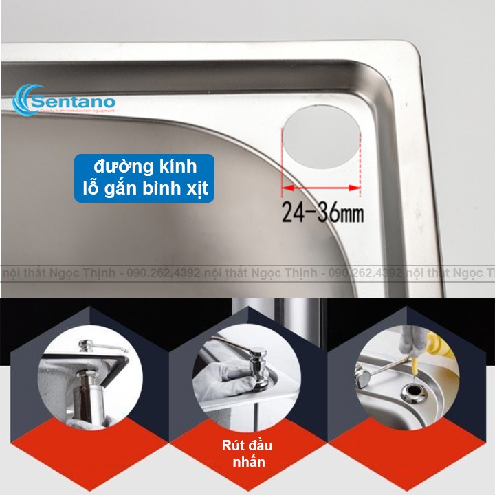 Bình xà bông 100% inox cần nhấn hơi đựng nước rửa chén | BigBuy360 - bigbuy360.vn