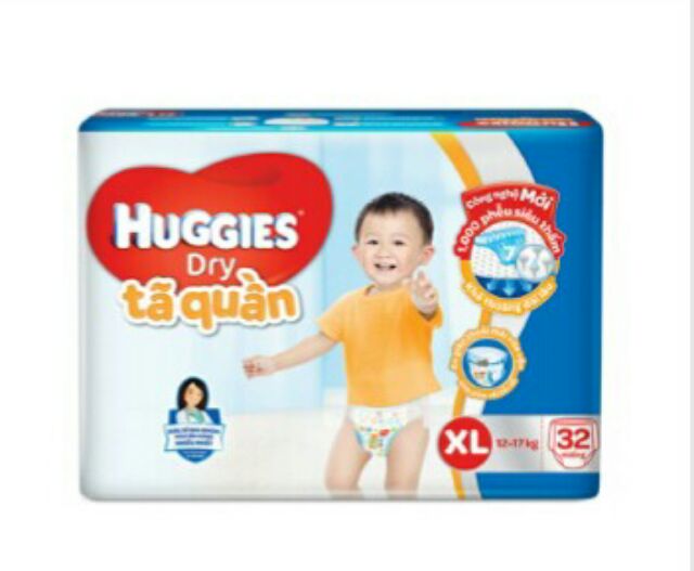 Tã quần đại Huggies Dry size (M40,L38,XL34,XXL30)