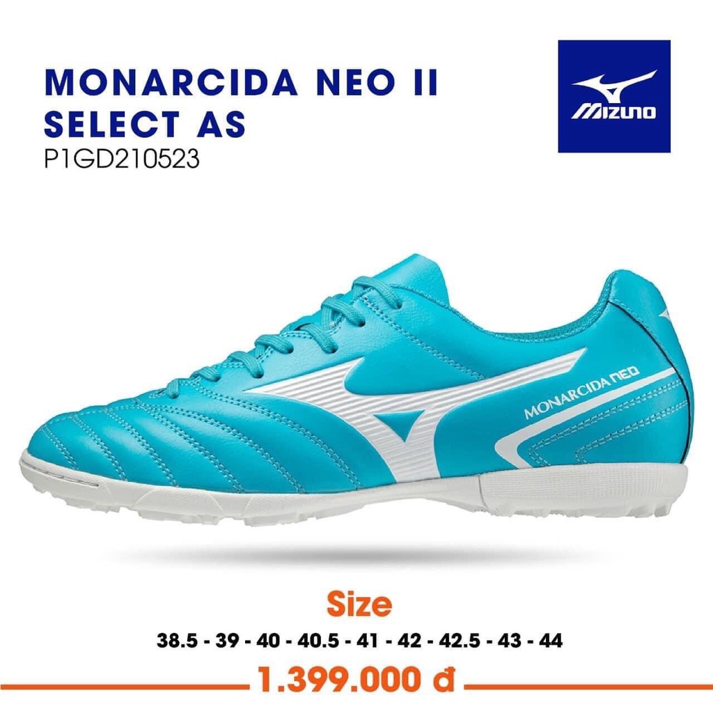 Giày bóng đá Chính Hãng MIZUNO MONARCIDA NEO II SELECT AS Xanh Ngọc