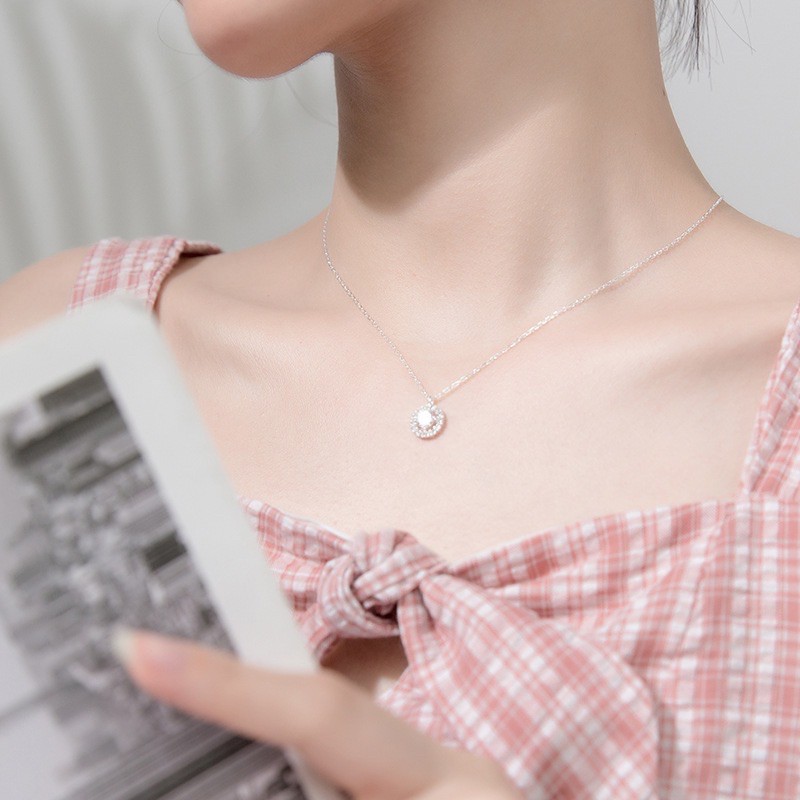 Dây chuyền bạc nữ mặt tròn đính đá Cupcake, Vòng cổ bạc 925 DUYSON SILVER [DCKX18]
