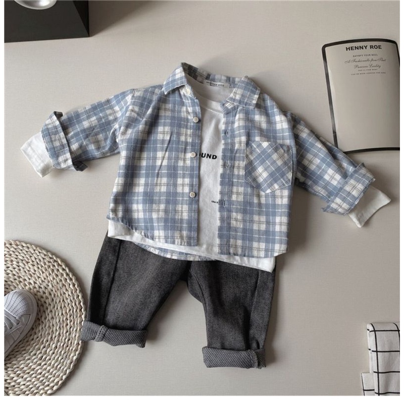 Áo Sơ Mi Sọc Ca Rô Thời Trang Mùa Hè Mới Dành Cho Bé Trai 0-5 Tuổi