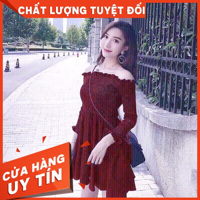 Đầm Suông Ngắn Đỏ Trễ Vai