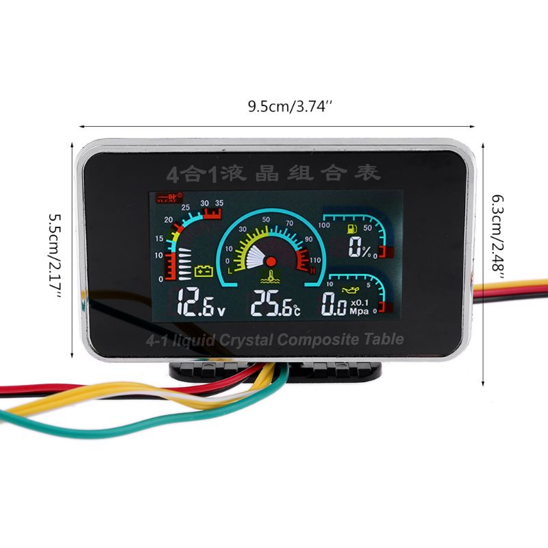 Hình ảnh Đồng hồ đo áp suất dầu 4 trong 1 màn hình LCD 12-24V cho xe hơi
 #2