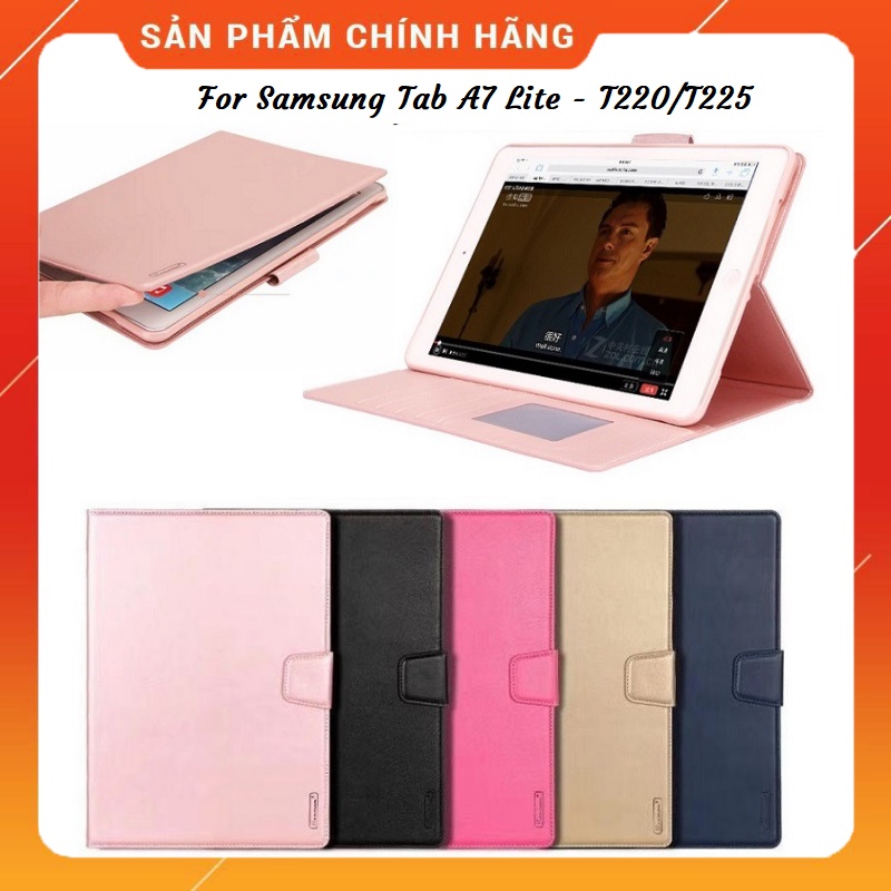 Bao da dạng ví có ngăn đựng thẻ, đựng tiền, quai gập cho Samsung Galaxy Tab A7 Lite - T220/T225 - Hàng chính hãng HanMan