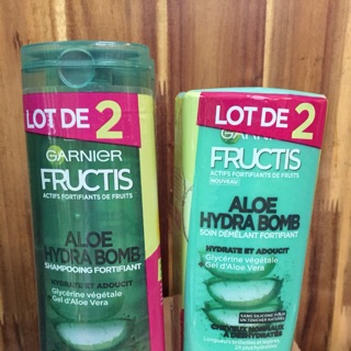 Bộ dầu gội, xả Garnier Fructics Aloe Hydra Bom