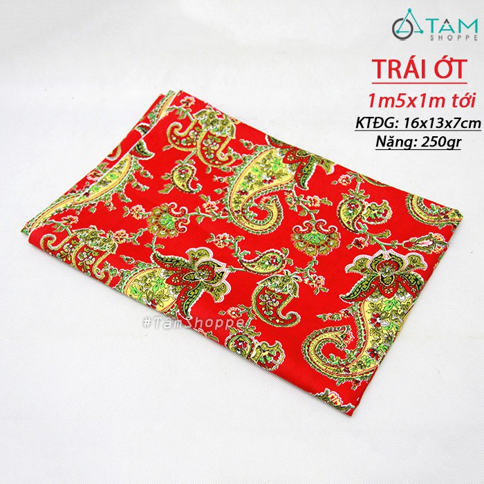 Vải đỏ in họa tiết Vintage phong cách Việt Nam xưa khổ 150cm (bán theo mét tới)