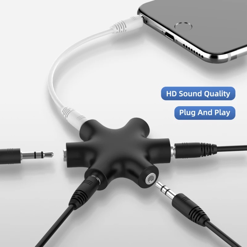 Cáp Chia Âm Thanh Aux 6 Trong 1 Sang 5 Cổng Cắm 3.5mm Cho Máy Tính Bảng MP3 MP4 Điện Thoại