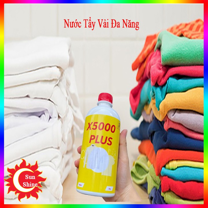 Nước tẩy đa năng X5000 Plus- Công nghệ mới Đánh bay ố vàng,mốc quần áo thức ăn dầu mỡ dùng được cho vải trắng và màu