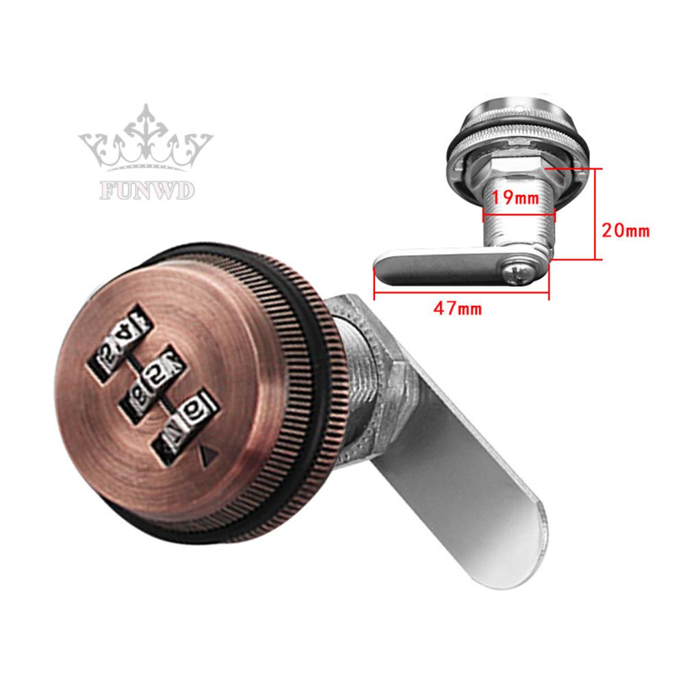 【FUNWD】3 Digital Code Combination Lock Cabinet Mailbox Password Locker Cupboard Drawer