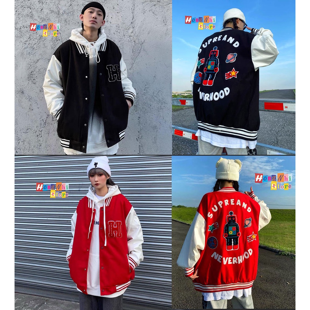 Áo Khoác Bomber Chữ H Supreand Neverhood Ulzzang Unisex Dáng Rộng Nam Nữ - MM