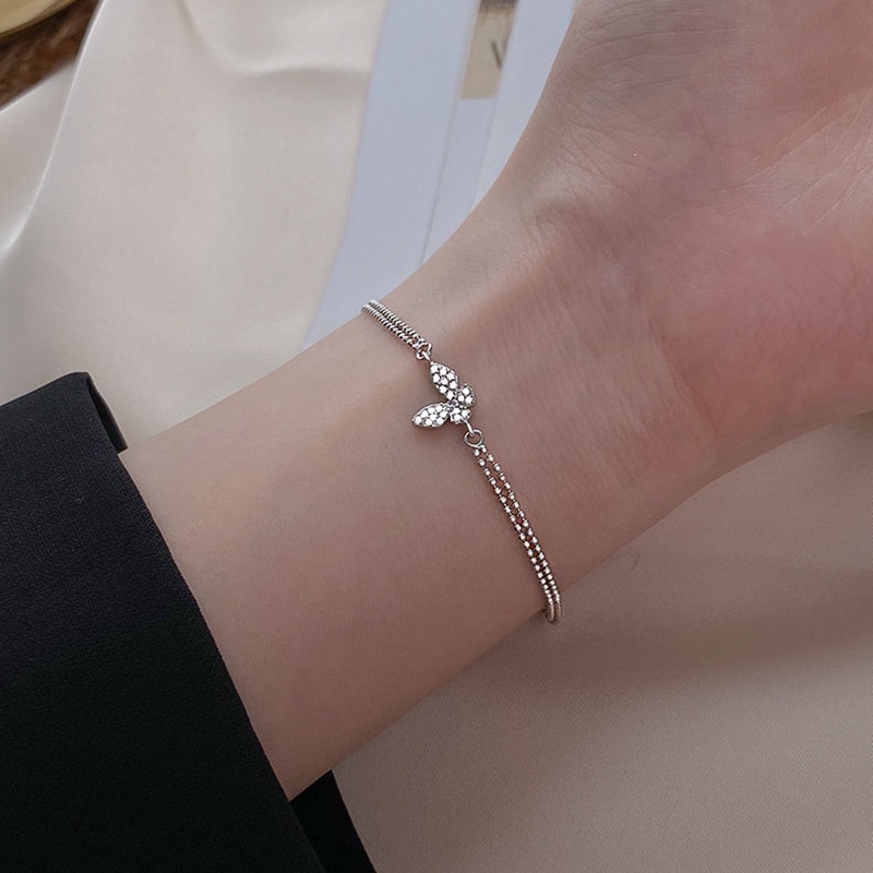 Vòng Tay Beautiful Rhinestone Butterfly Bracelet Fashion Silver Beads Chain Bracelets for Female Jewelry Party Gift | BigBuy360 - bigbuy360.vn