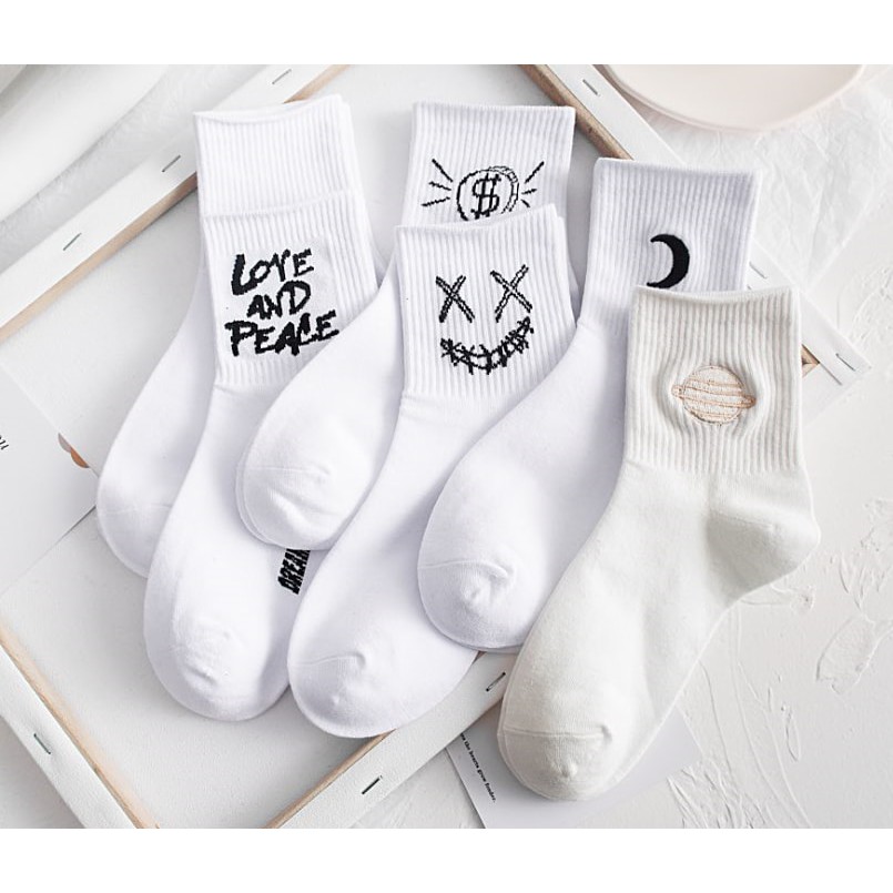 TẤT cao cổ ĐEN TRẮNG unisex nam nữ