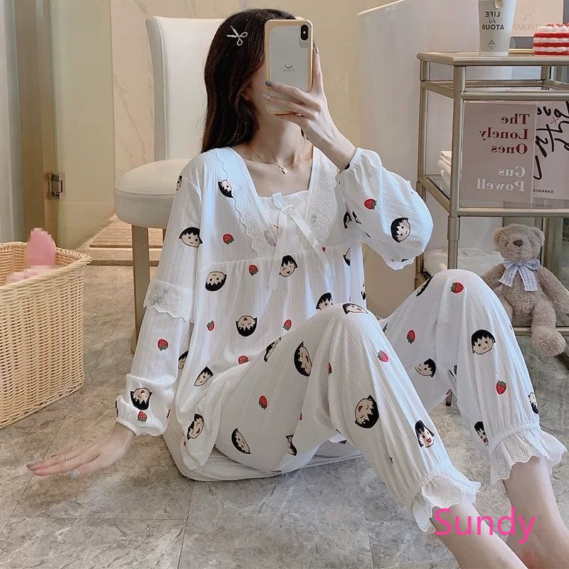 Đồ ngủ tay dài thiết kế trẻ trung hợp mốt thời trang cho nữ