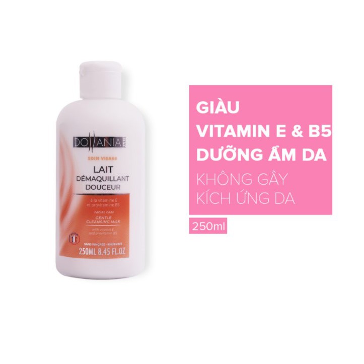 Sữa tẩy trang làm sạch sâu và dịu nhẹ cho da Dollania bổ sung vitamin E và Pro Vitamin B5 250ml