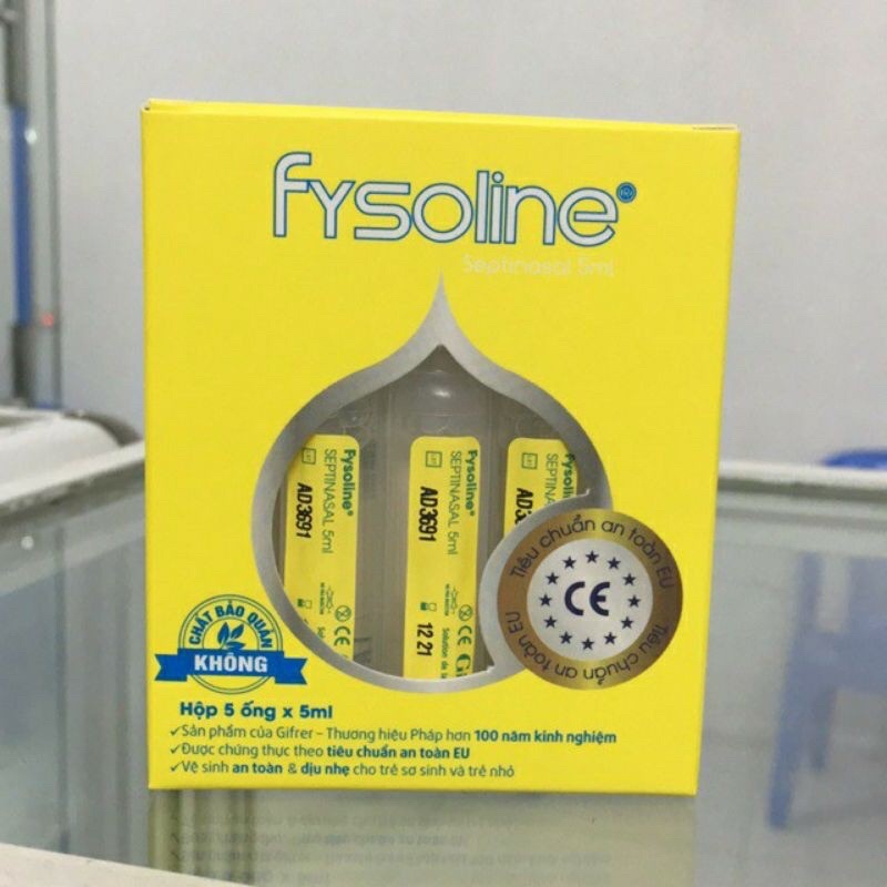 Fysoline Vàng Septinasal ống 5ml (hộp 5 ống) nước muối sinh lý kháng khuẩn, nhập khẩu từ Pháp