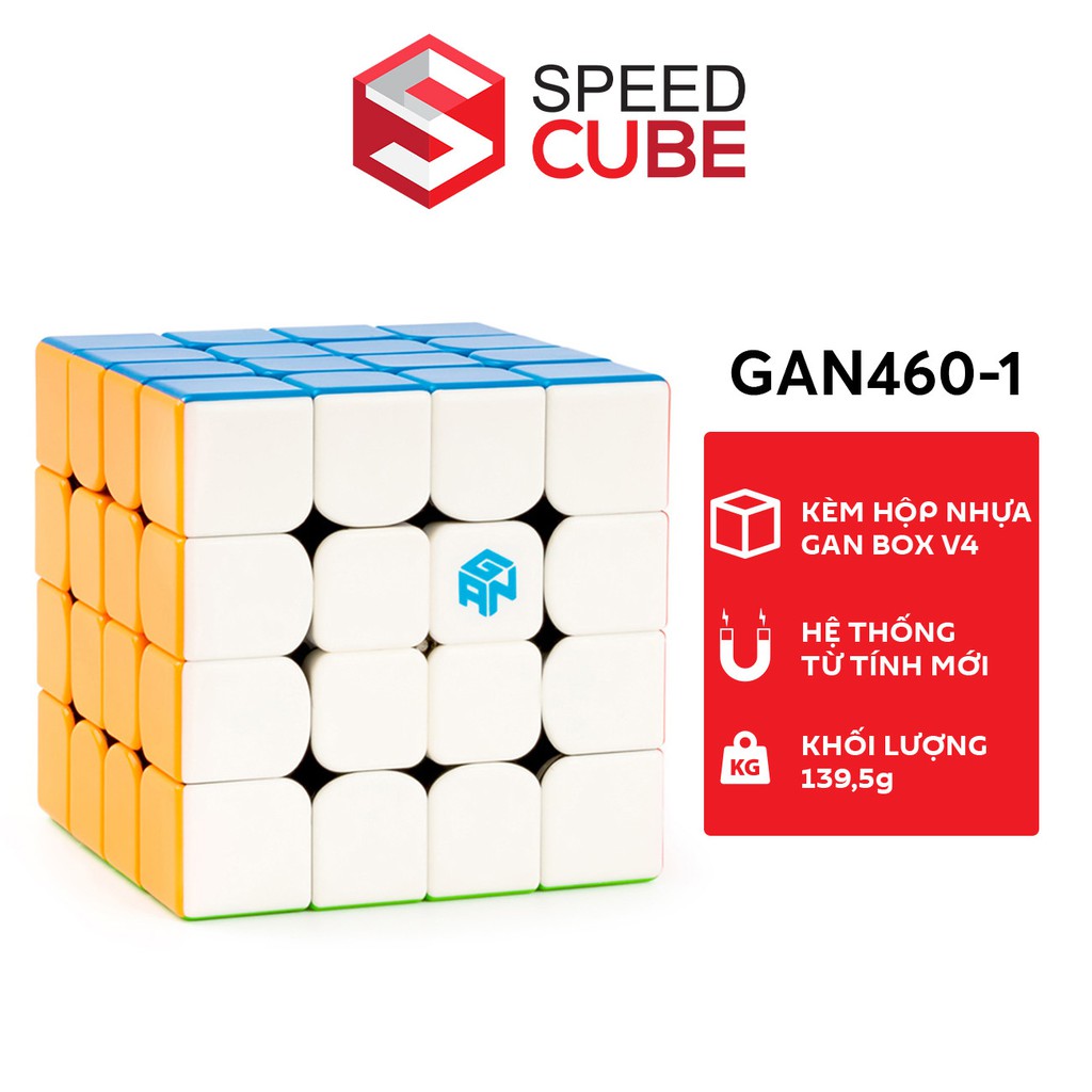 Rubik 4x4 GAN 460M Stickerless Có Nam Châm Chính Hãng Gan