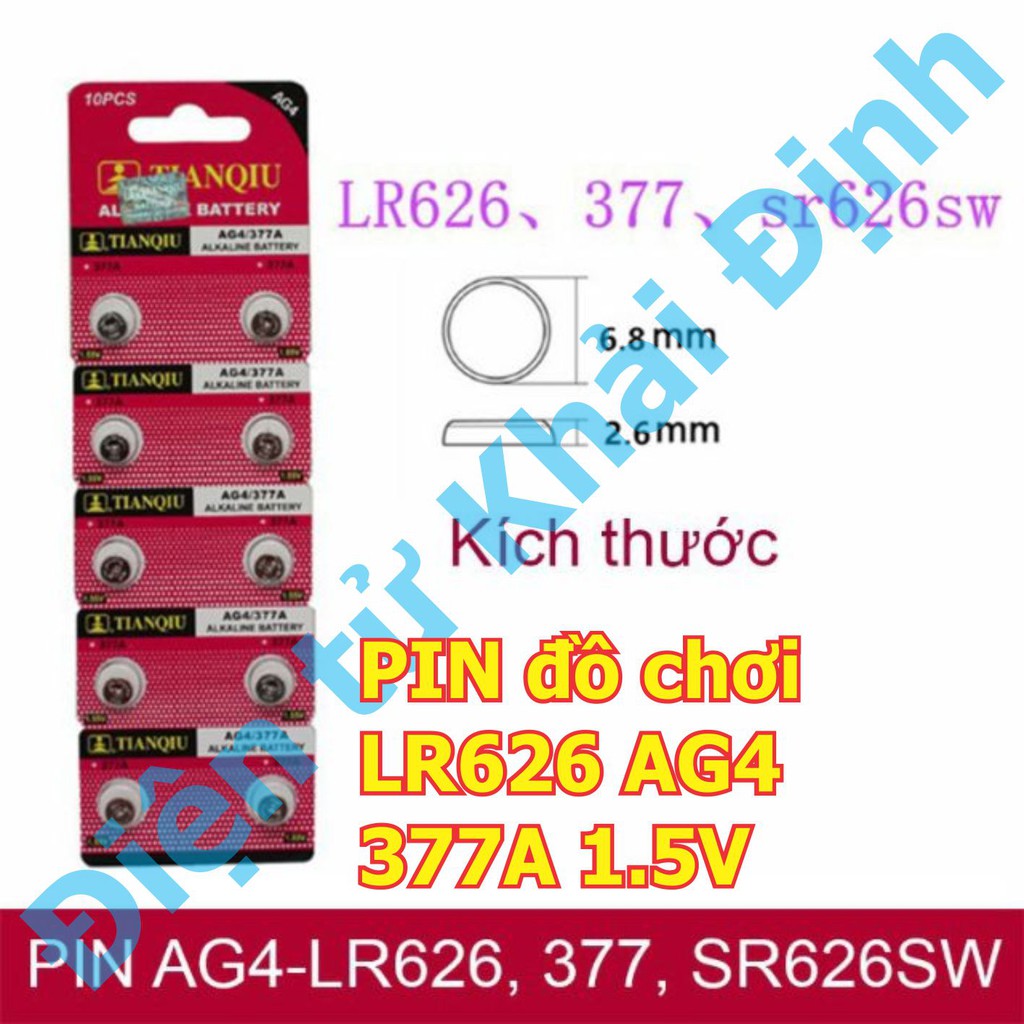 PIN đồ chơi LR626 AG4 377A 1.5V, pin cúc áo nhỏ, loại mỏng, vỉ hồng kde6327