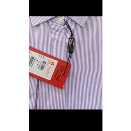 Áo sơ mi nữ Thái Hòa sọc xanh đậm vải sợi tre pha cotton