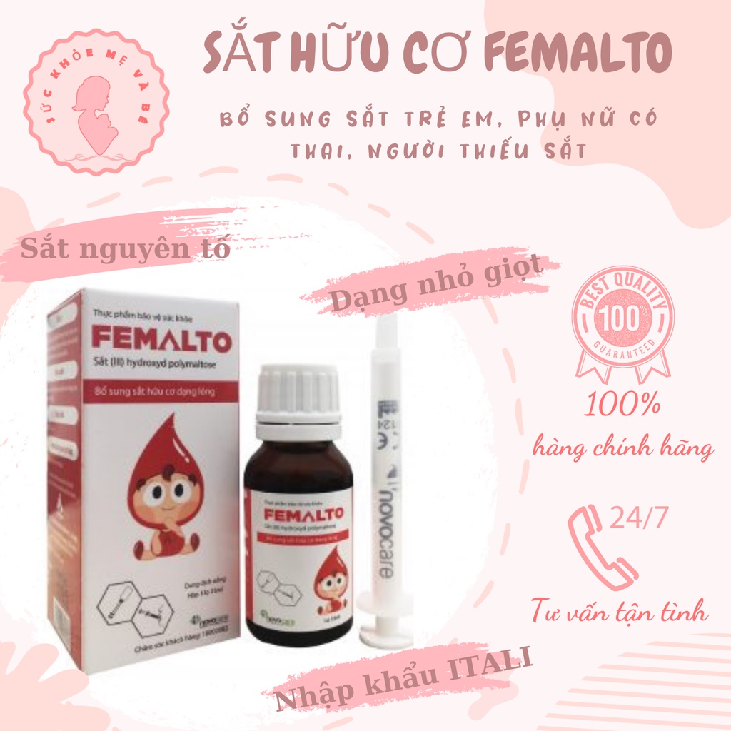 Sắt Femalto Bổ sung sắt cho trẻ em bà bầu và người thiếu máu Dạng siro dễ uống hấp thu tốt