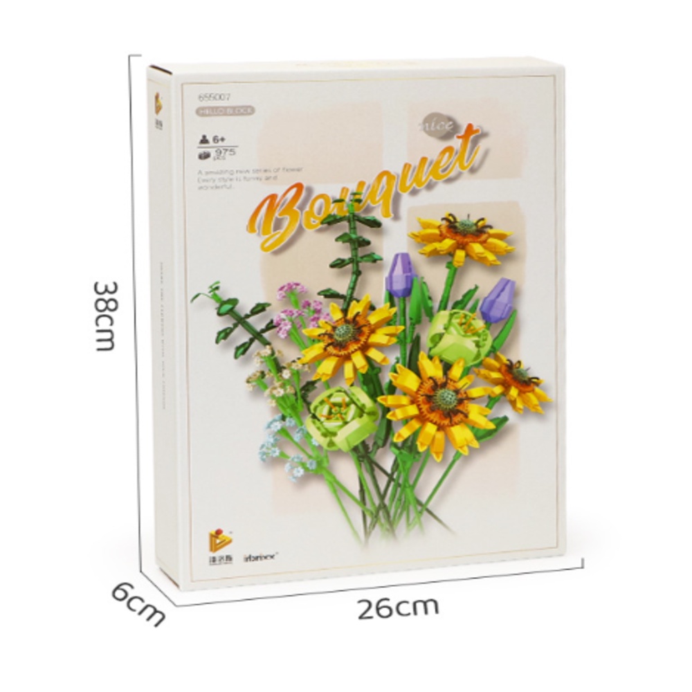 Đồ chơi xếp hình bó hoa trắng, xanh, đỏ| Nonlego xếp hình Bouquet 655001, 655007, 655008 nhiều mẫu