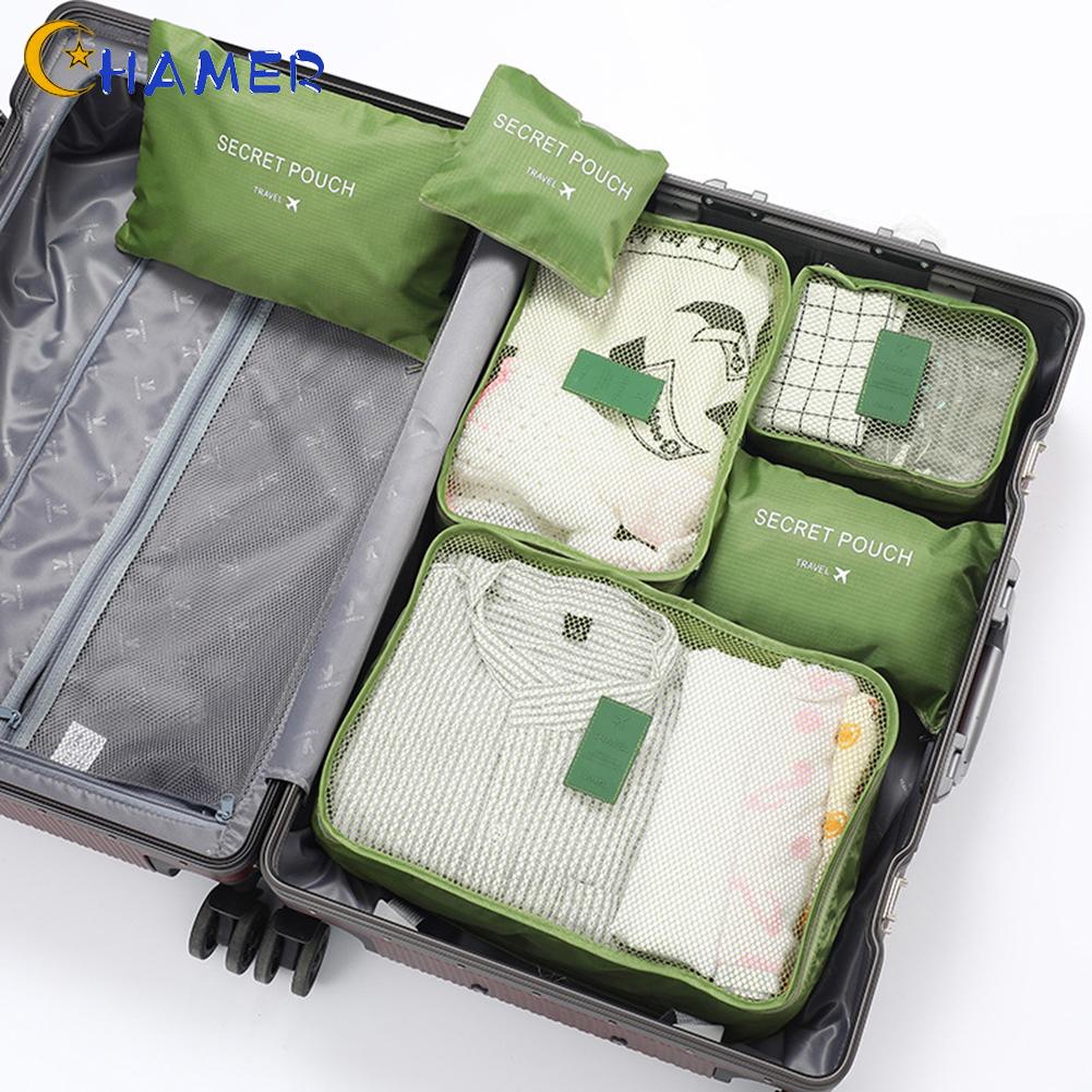 CHAMER- ~6 X Packing Cubes Travel Pouches Luggage Organiser-Clothes Suitcase Storage Bag