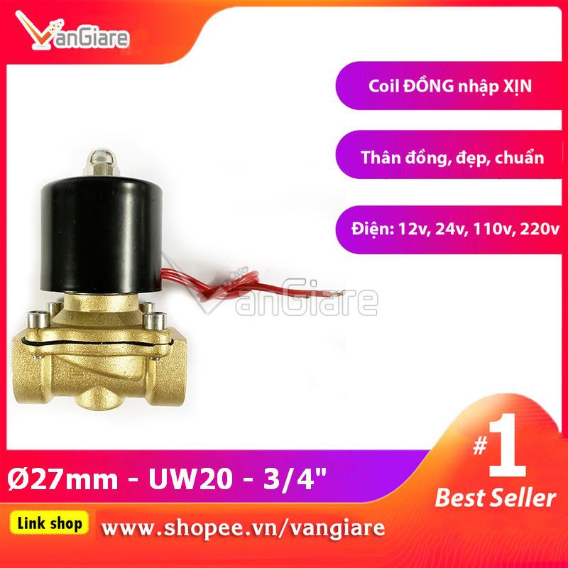 [Van đẹp, đúng hiệu] Van điện từ phi 27 UW20 UniD (Coil nhập Xịn)