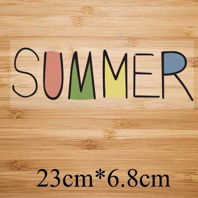 Hình ủi lên áo - mẫu chữ ''SUMMER'' màu sắc