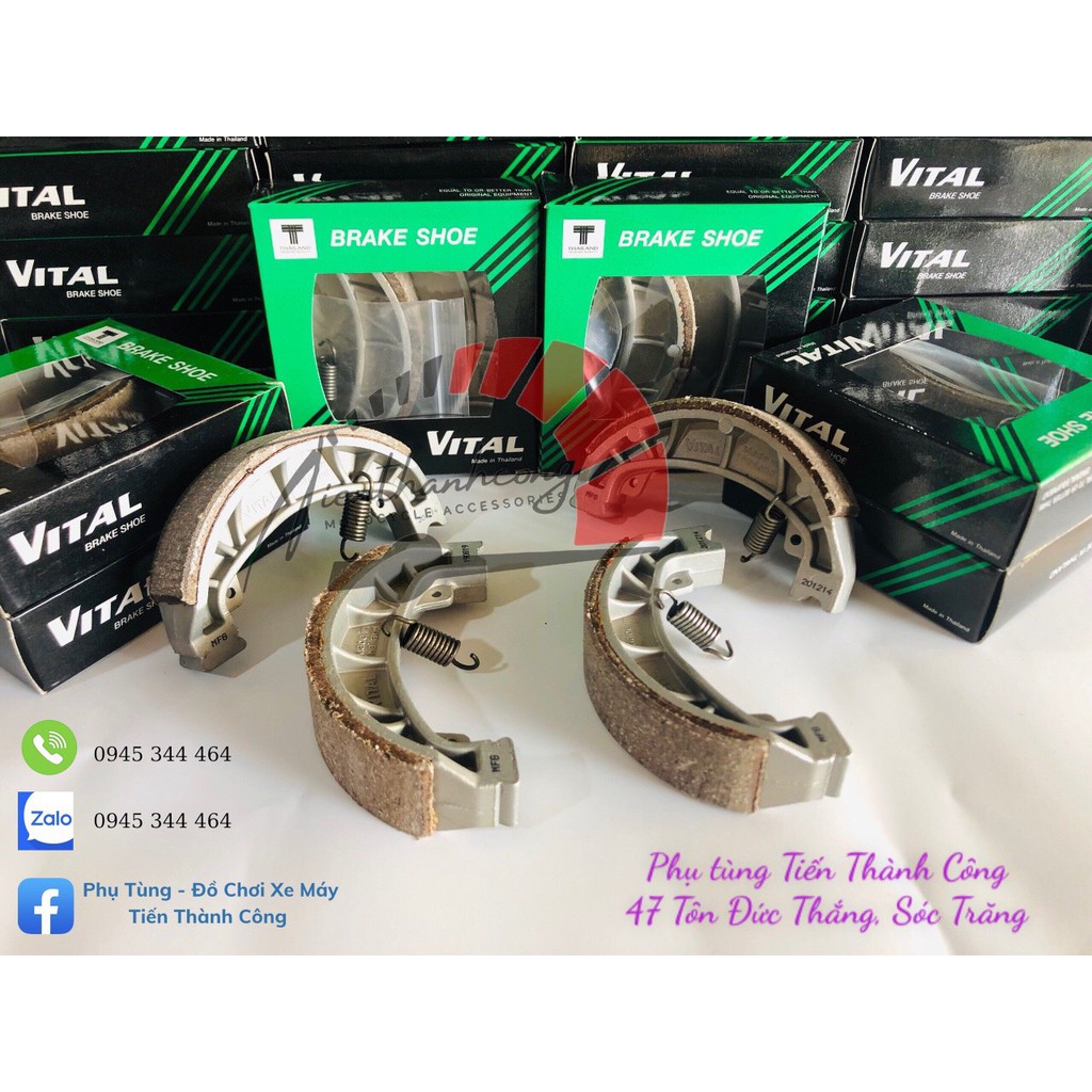 Bố thắng đùm/Má phanh xe Dream/Wave/RS/Future V1, Neo, X, 125/Blade  thương hiệu Vital  kèm lò xo.