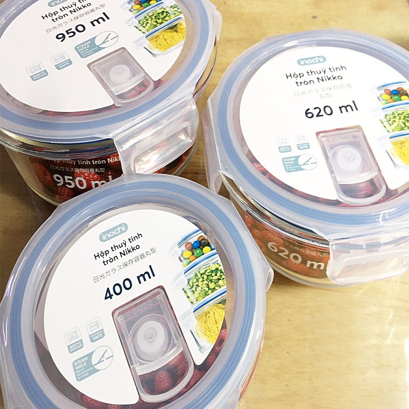 Hộp Thuỷ Tinh Đựng Thực Phẩm tròn INOCHI Trong Ngăn Đá Tủ Lạnh, Bảo Quản Thực Phẩm Tươi TTCN | BigBuy360 - bigbuy360.vn