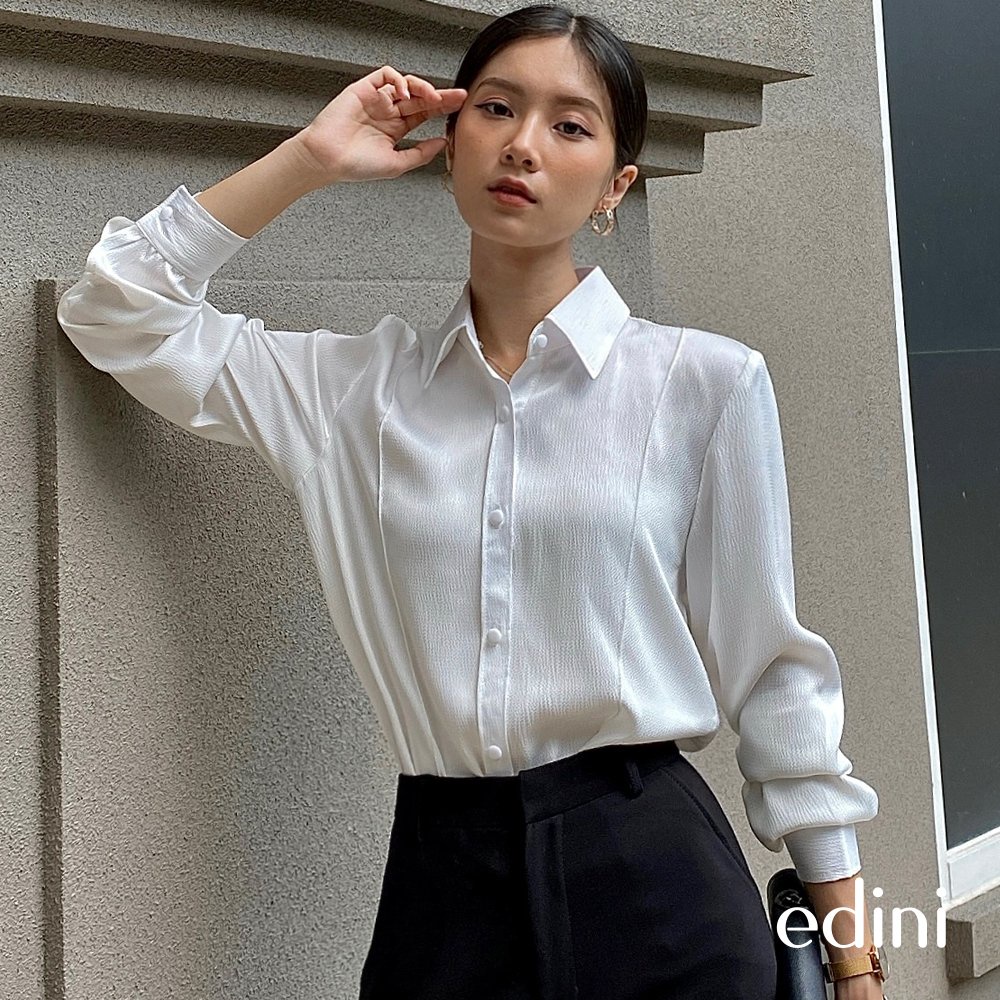 Áo sơ mi tay dài đính nút cách điệu EDINI - SM229
