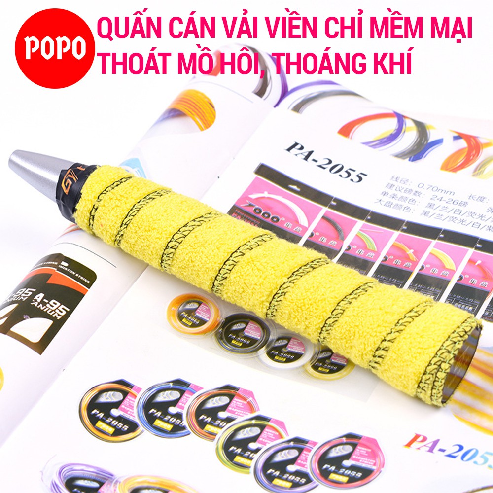 Quấn cán cầu lông chất liệu vải viền chỉ POPO GY110 thoáng khí, thoát mồ hôi, độ bám cao