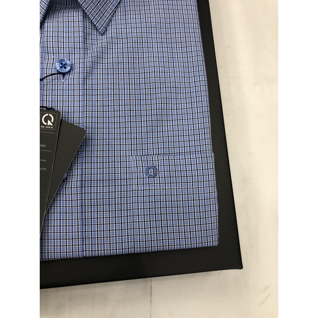 ÁO SƠ MI NAM DÀI TAY OWEN MỚI 2020 KẺ CARO NHỎ XANH NAVY TRẮNG AS20849