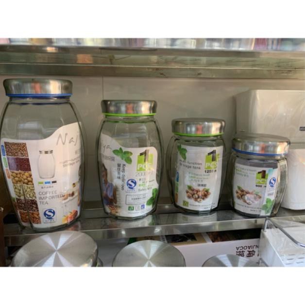 Lọ thuỷ tinh đựng đường,bột,các loại hạt,hàng cao cấp 4 cỡ loại bầu GDTH