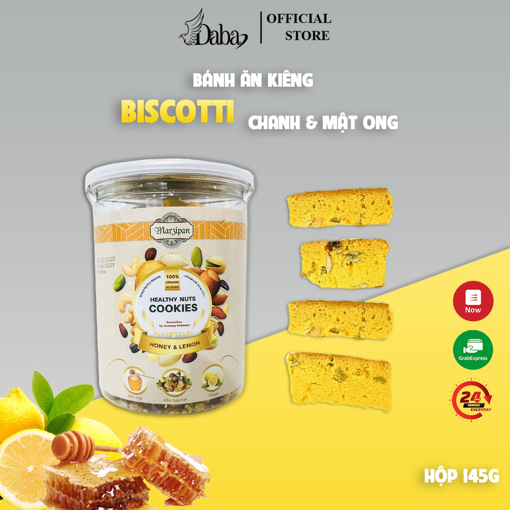 Bánh ăn kiêng dinh dưỡng Biscotti mứt chanh mật ong không đường Tăng sức đề kháng ăn chay eat clean tập gym thể thao