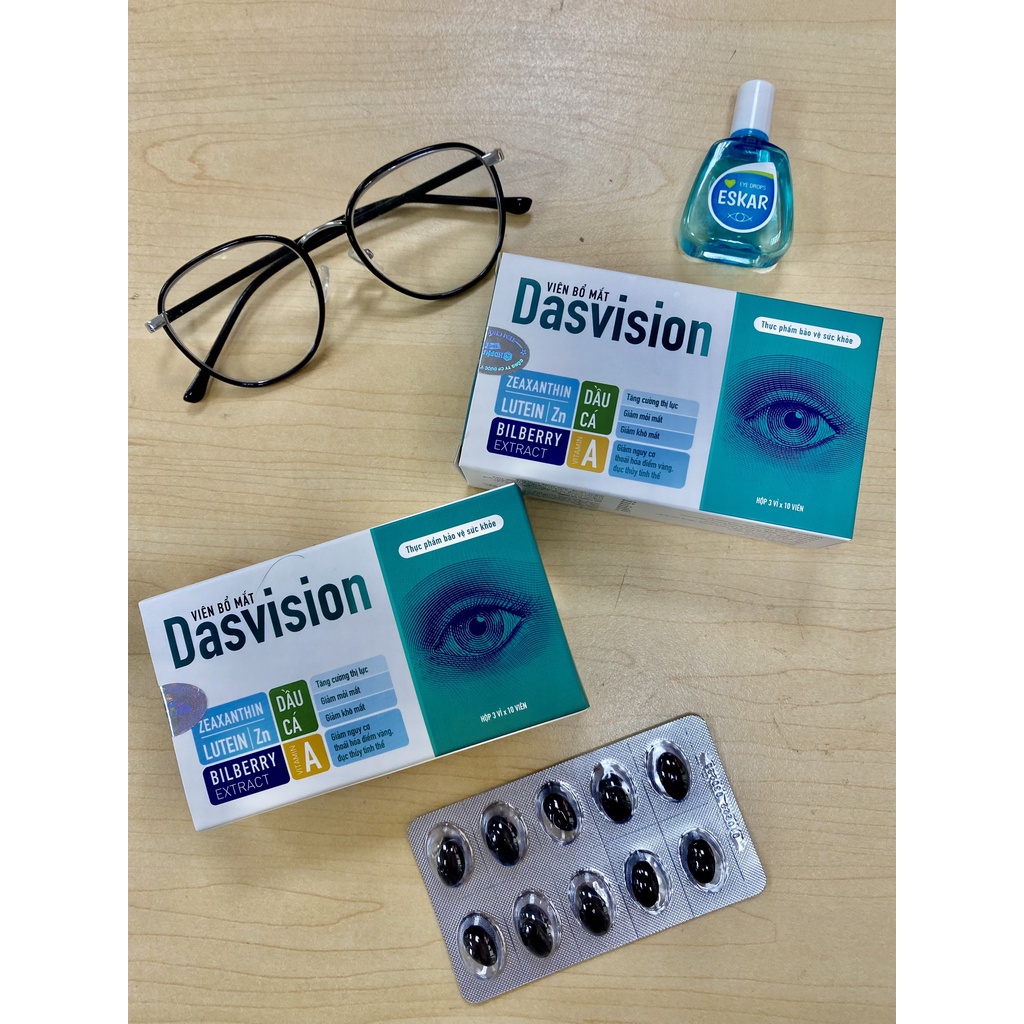 Viên uống bổ mắt Dasvision tăng cường thị lực, giảm mỏi mắt, khô mắt - hộp 30 viên