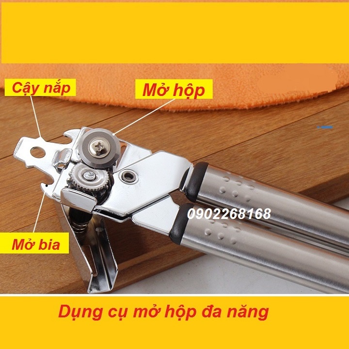 Dụng cụ mở nắp lon khui hộp / bia đa năng chất liệu inox tay cầm chống trượt