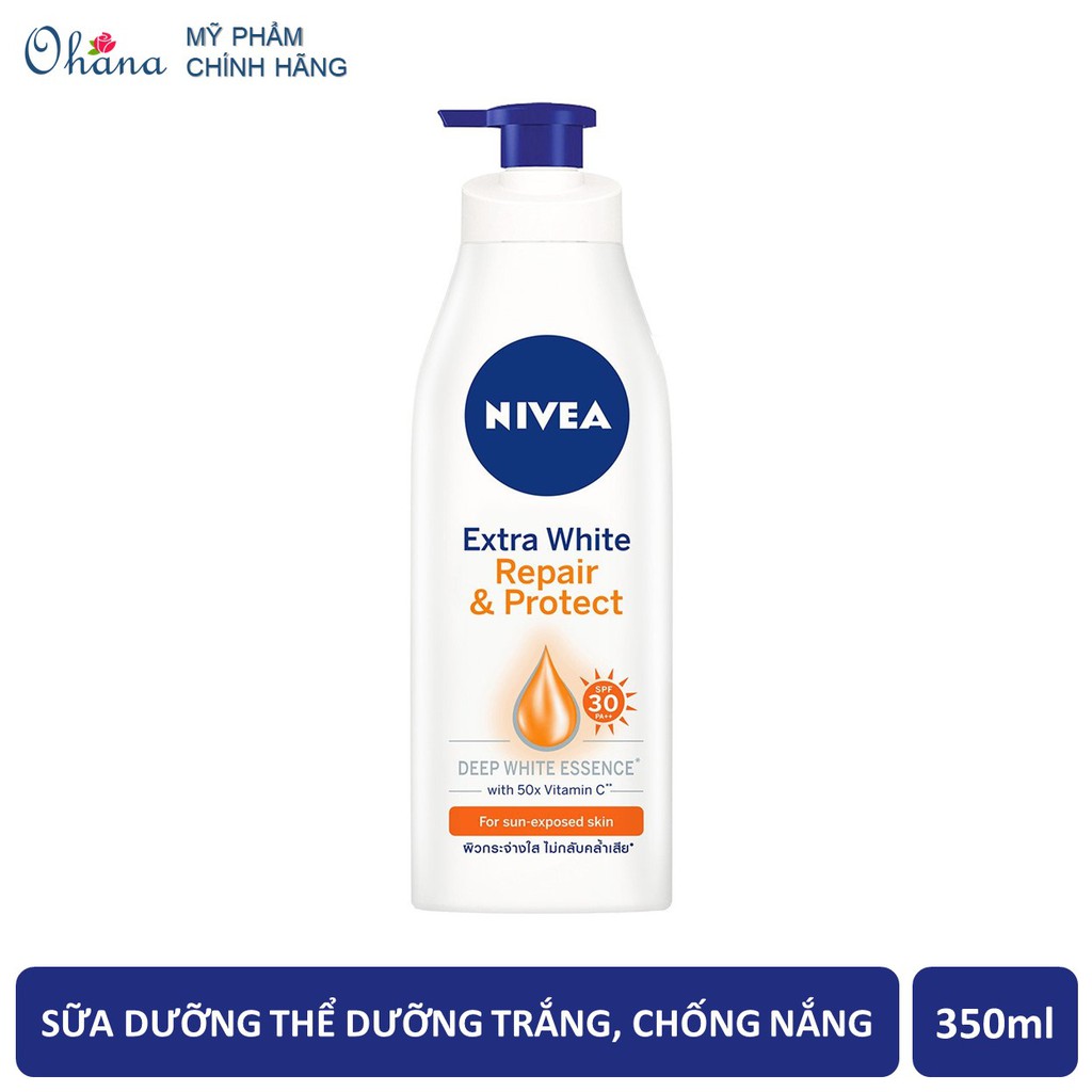 Sữa Dưỡng Thể Dưỡng Trắng, Phục Hồi Và Chống Nắng Nivea Extra White REPAIR &amp; PROTECT SPF30 PA++ - 350ml Vòi