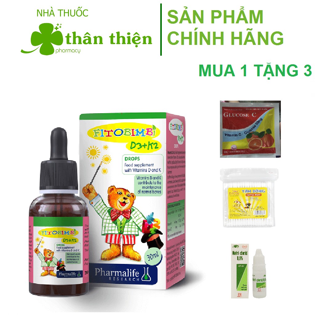 Fitobimbi D3+K2 – Bổ sung vitamin D3, K2 giúp hấp thu canxi, phát triển xương và chiều cao ở trẻ (30ml)