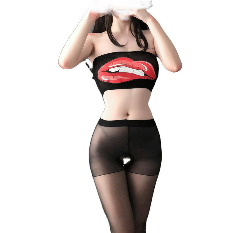 Set Áo Quây Đôi Môi Kiss Kèm Tất Quyến Rũ Gợi Cảm MS8893 [CWEAR.SEXY_ĐỒ NGỦ &amp; NỘI Y CAO CẤP]